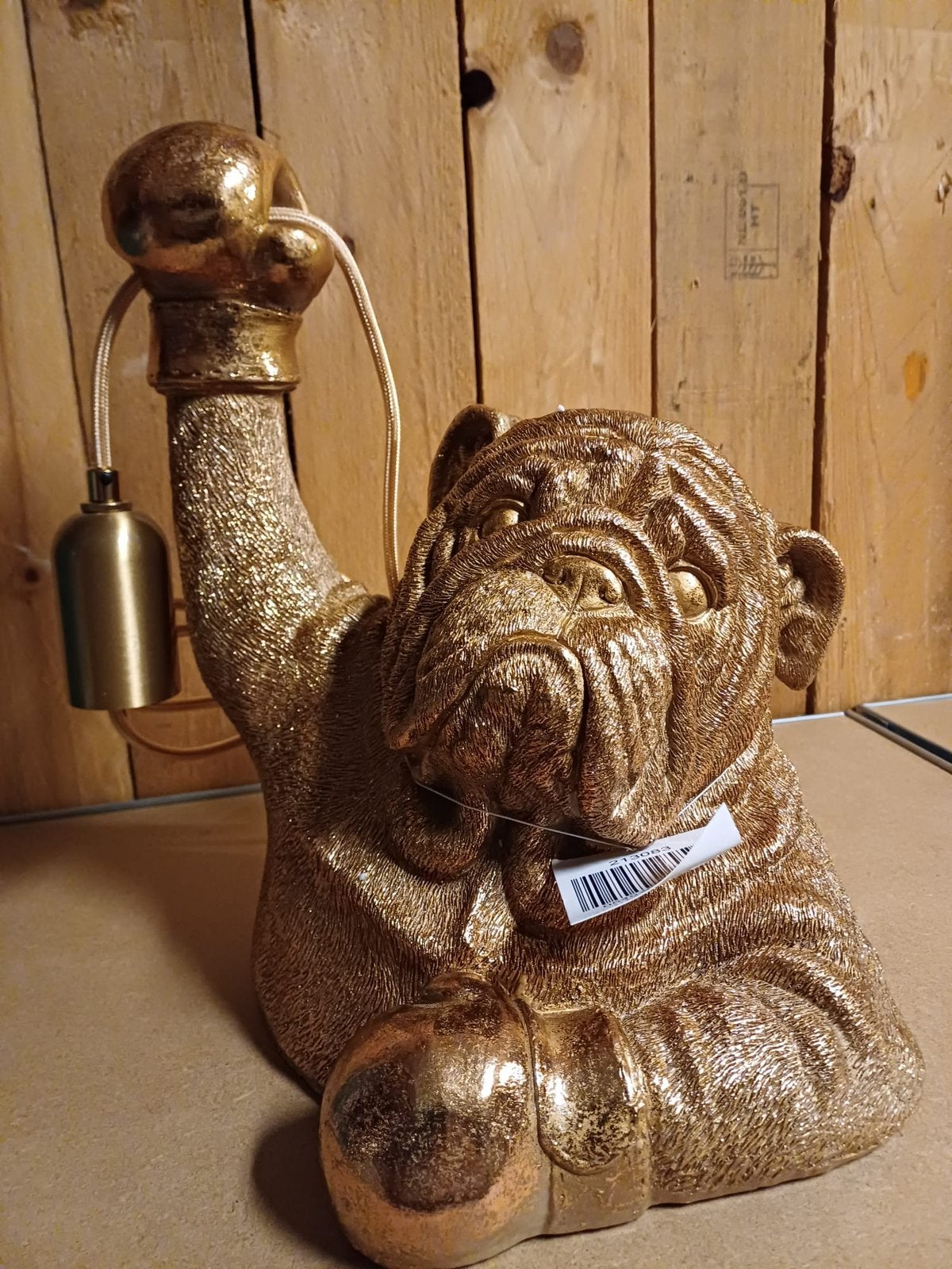 Goud kleurig Polystone hondenlamp, Kunststof, Goud, 32 cm, Voor 'n prikkie