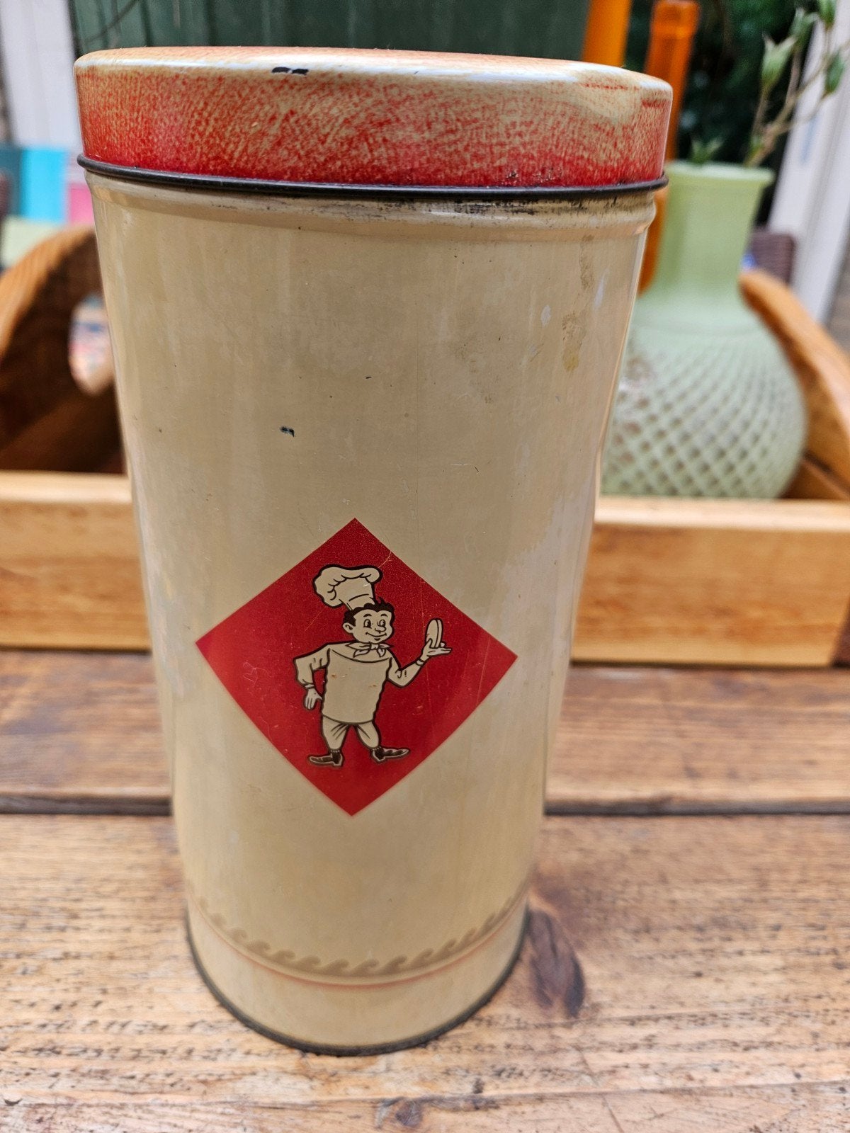 Vintage Bolletje Beschuitbus met Chef-kok Logo, Ophalen of Verzenden