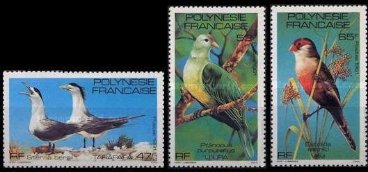 FRANS POLYNESIË 1981 Vogels, Michel: 333-35, Postfris., Verzenden, Postfris, Dier of Natuur