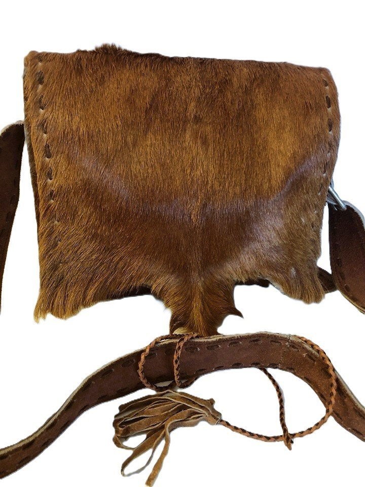 Vintage leren schoudertas - jager outdoor - cowboy tas bruin, Ophalen of Verzenden, Zo goed als nieuw, Bruin, Leer