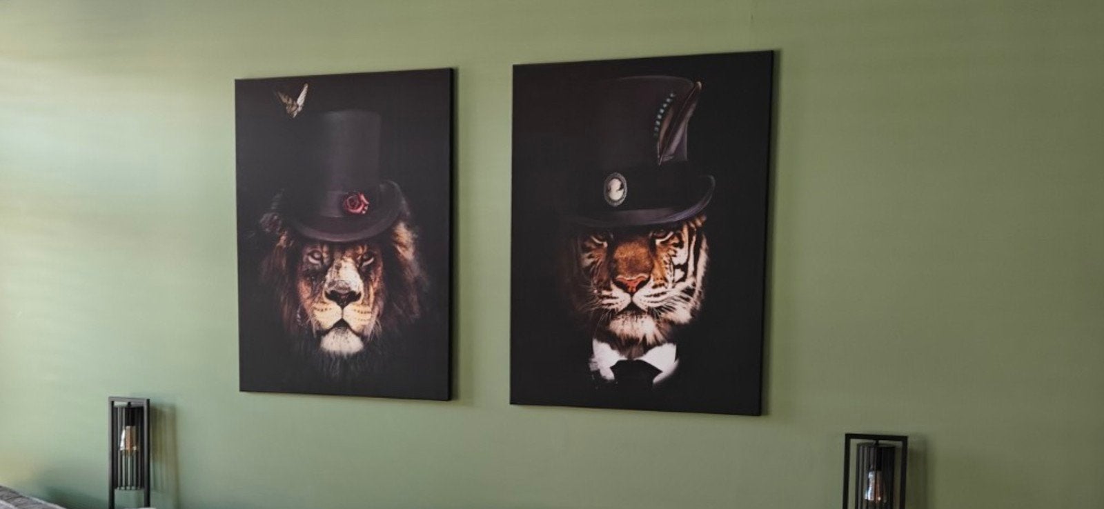 2 mooie canvas schilderijen, Dieren, Overige technieken, Textiel, Ophalen