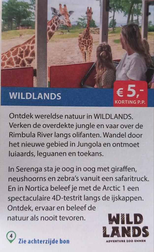 Wildlands €5 korting per perso max 5 personen is €25 korting, Drie personen of meer, Kortingskaart