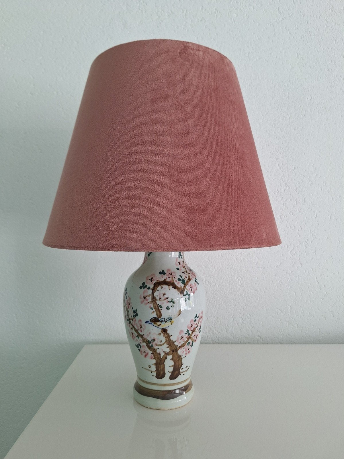 Chinese vaas lamp met roze lampenkap, Ophalen of Verzenden, Zo goed als nieuw, Minder dan 50 cm