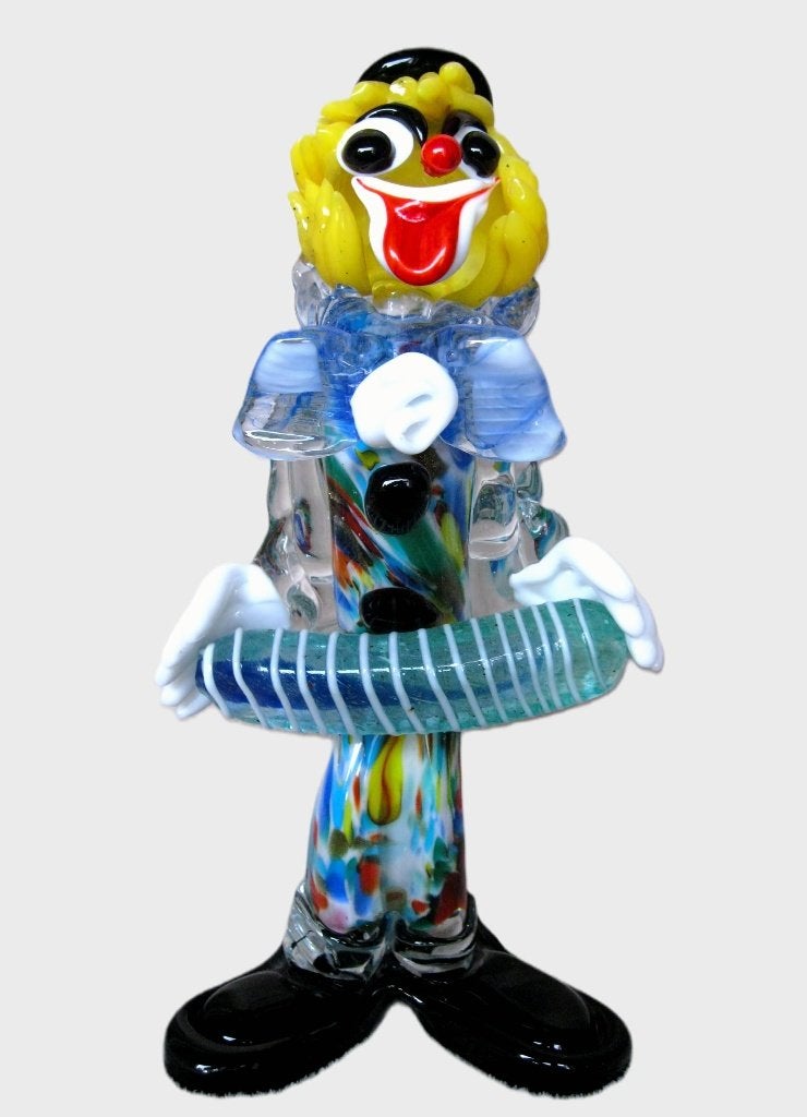 Murano 24cm. accordeon spelende clown, Ophalen
