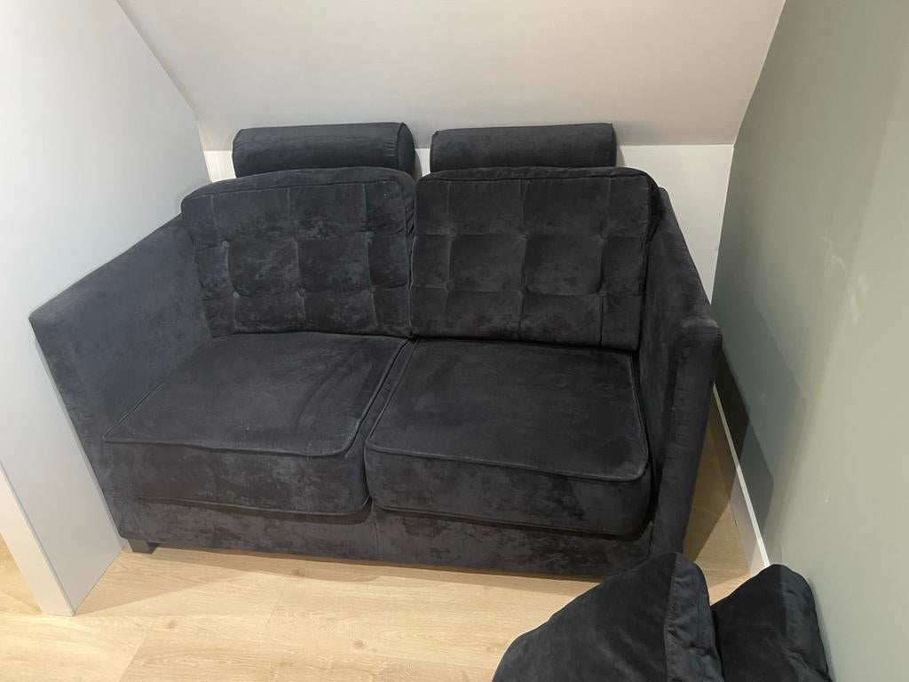 Zwart velours Bocx bankje - Ideaal voor tiener/studentenkame, Ophalen, Gebruikt, 150 tot 200 cm, Tweepersoons
