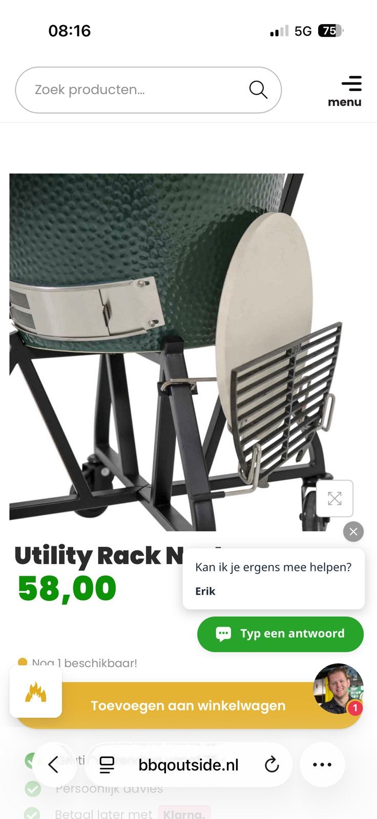 Big Green Egg Utility Rack Nest, Ophalen of Verzenden, Zo goed als nieuw
