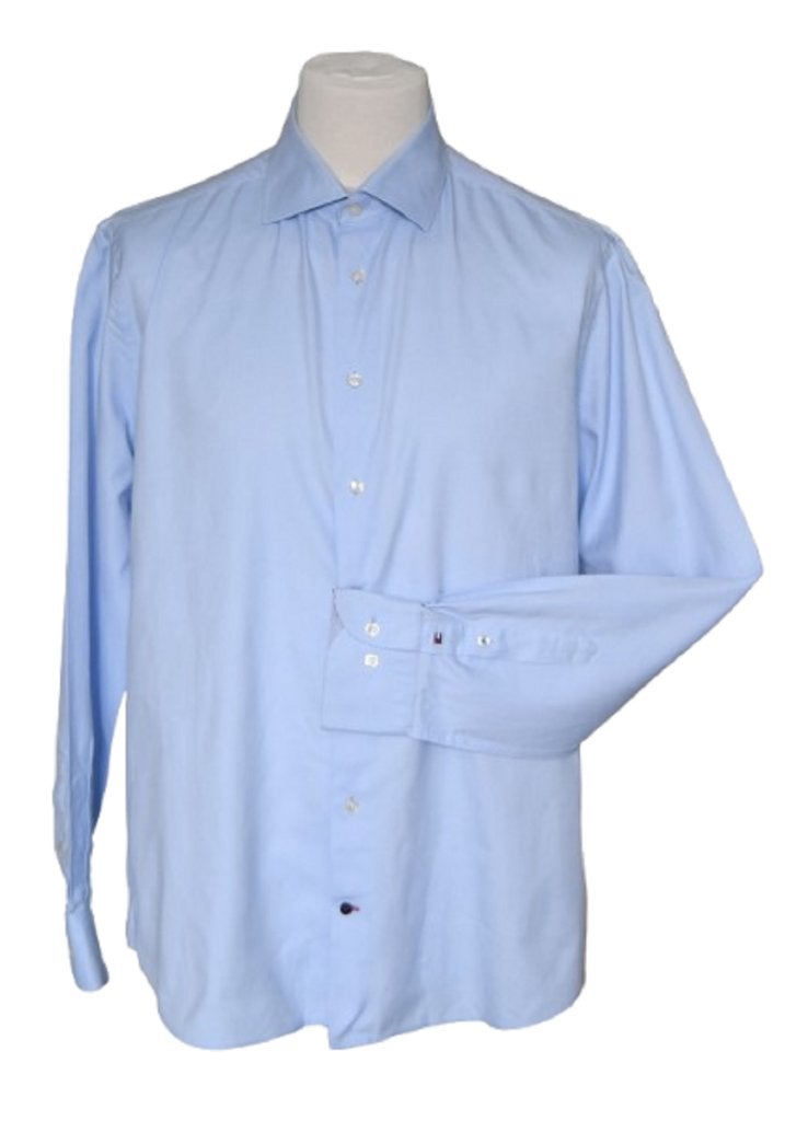 Tommy Hilfiger overhemd, fitted, blauw, Mt. 44 / XL, Blauw, Ophalen of Verzenden, Zo goed als nieuw, Halswijdte 43/44 (XL)