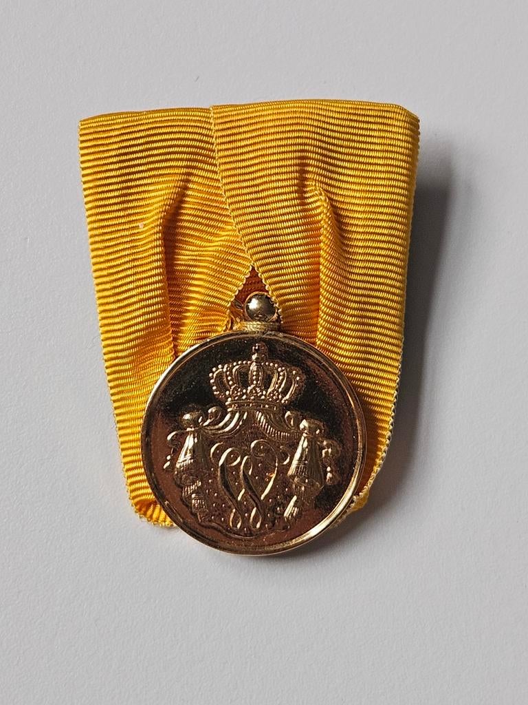 Medaille trouwe dienst 36 jaar verguld landmacht, Verzamelen, Ophalen of Verzenden, Landmacht, Nederland, Lintje, Medaille of Wings