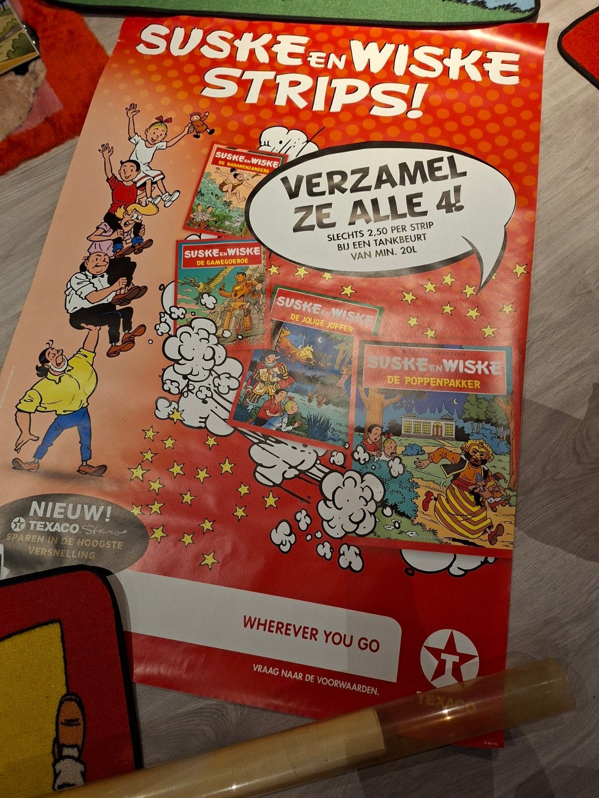 suske en wiske poster texaco, Ophalen of Verzenden, Suske en Wiske, Gebruikt, Boek of Spel