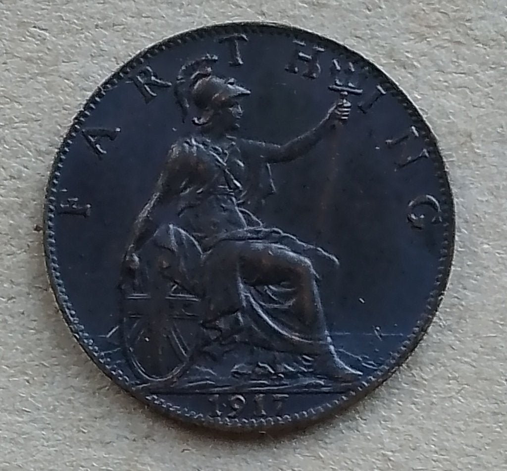 Engeland, farthing 1917, Ophalen of Verzenden, Overige landen, Losse munt