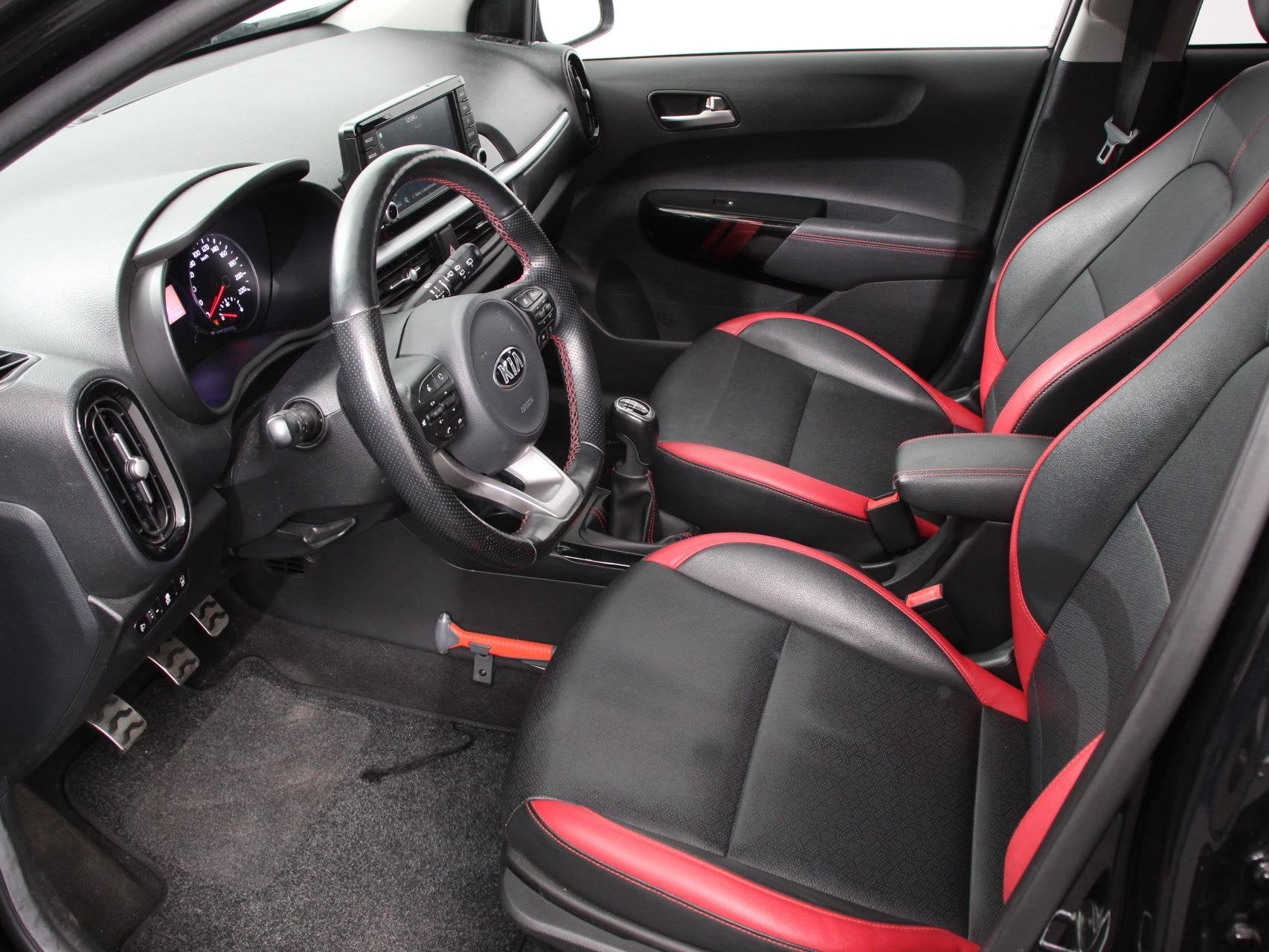 Kia Picanto 1.0 T-GDI 100pk ! GT-Line Leder Keyless Navigati, Auto's, Kia, Voorwielaandrijving, Gebruikt, 920 kg, Automatische klimaatregeling