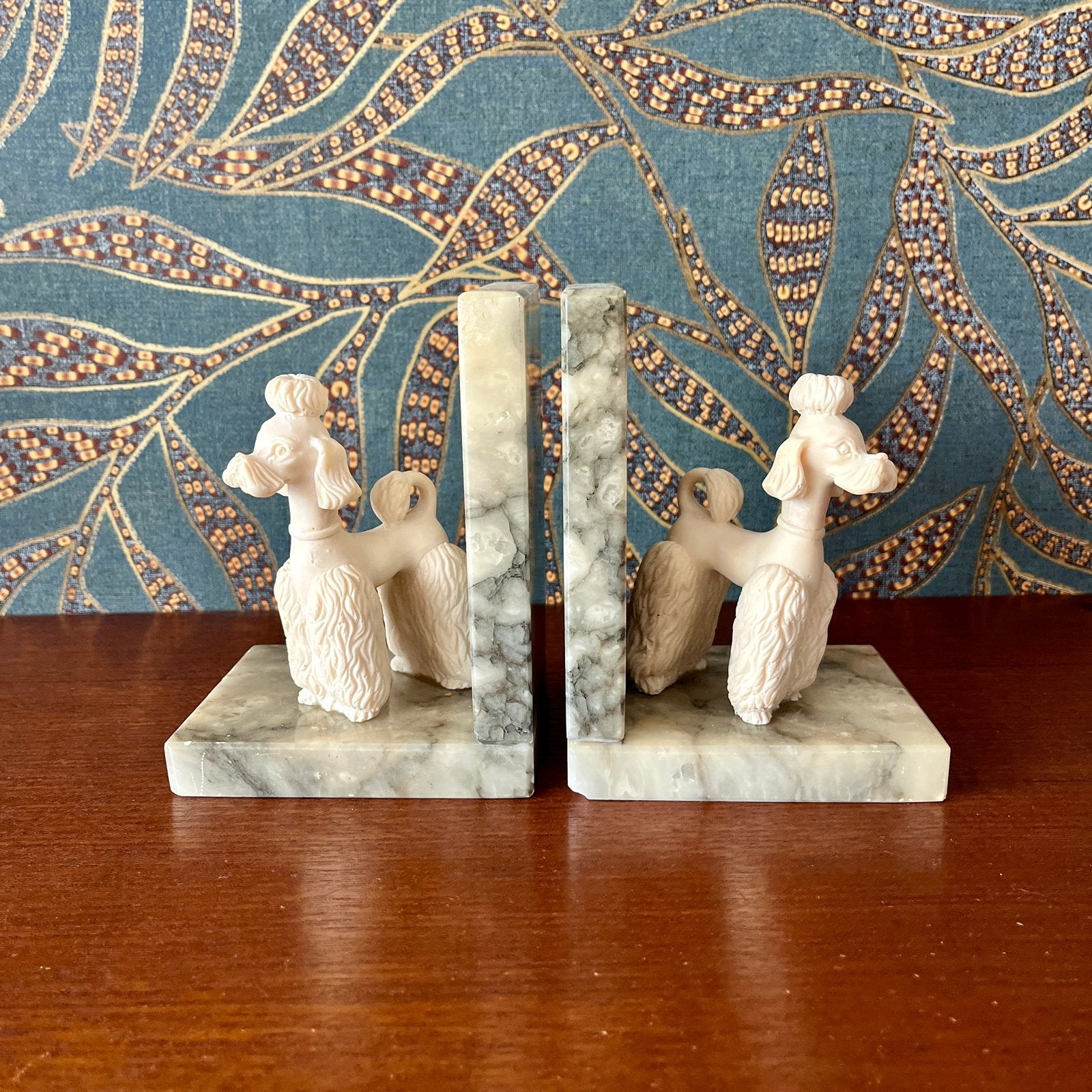 Vintage marmeren boekensteunen – poedels – Italiaans, Antiek en Kunst, Ophalen of Verzenden