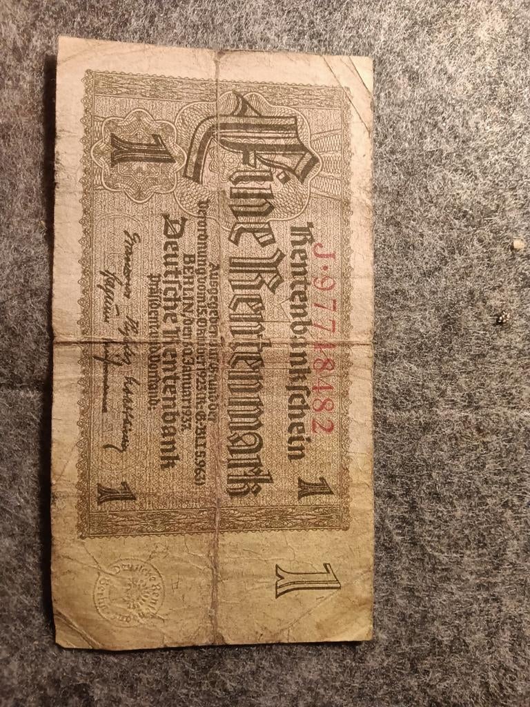 Eine Rentenmark 1937 Duitsland, Ophalen of Verzenden, Duitsland