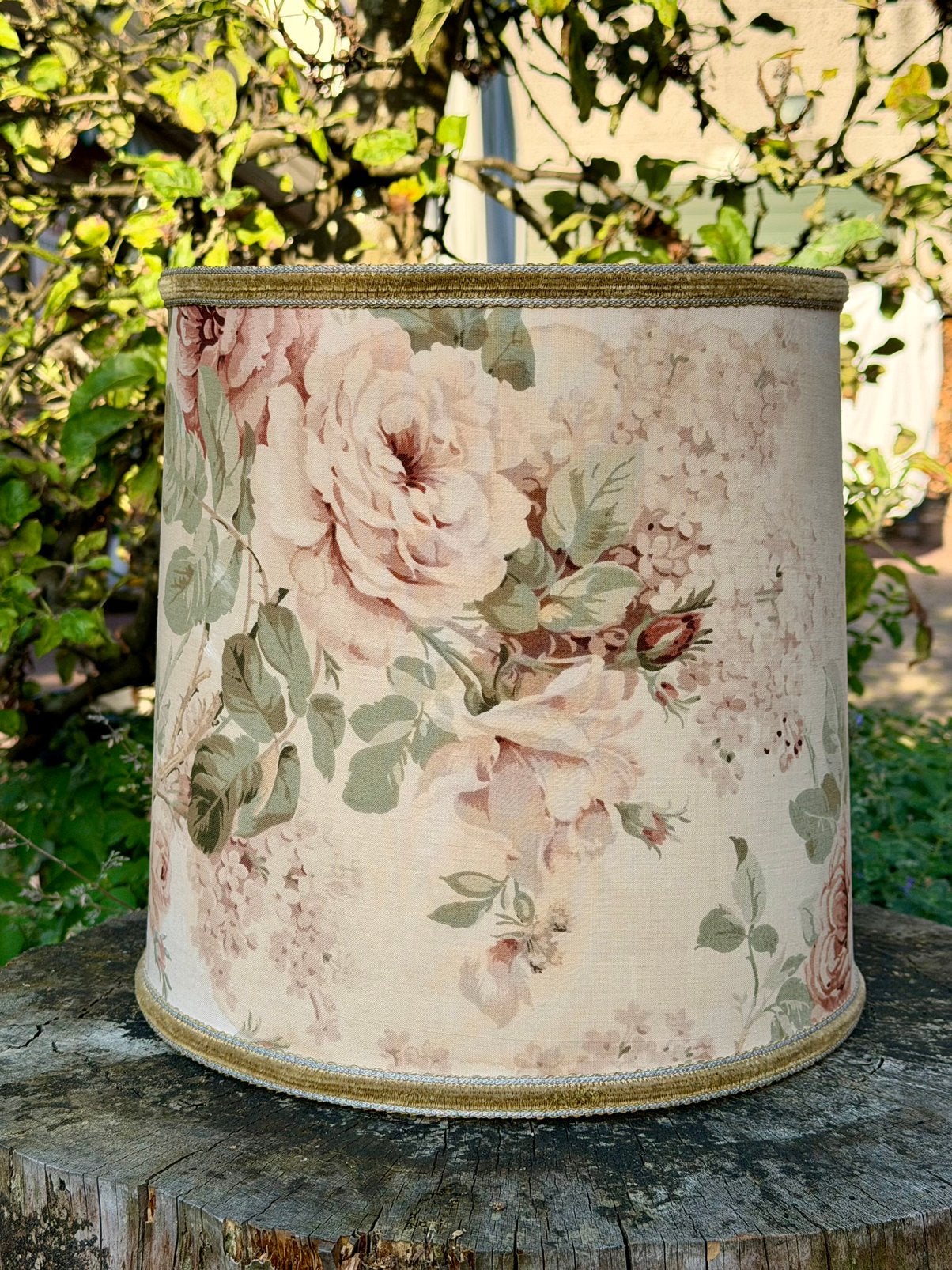 Vintage lampenkap brocante lampkap bloemen, Ophalen, Gebruikt, Tafellamp, Meerkleurig