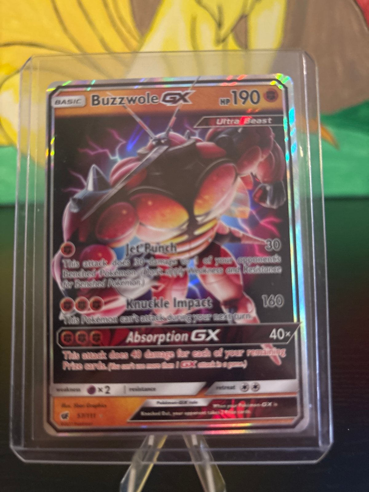 Crimson Invasion - Buzzwole GX Pokémon Kaart - Ultra Beast, Ophalen of Verzenden, Zo goed als nieuw, Losse kaart