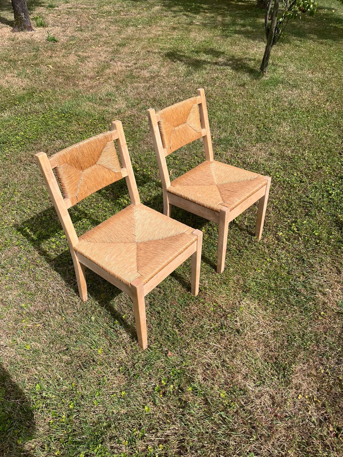 Vintage Ikea massief berken en rotan stoelen, Ophalen, Gebruikt, Twee, Bruin