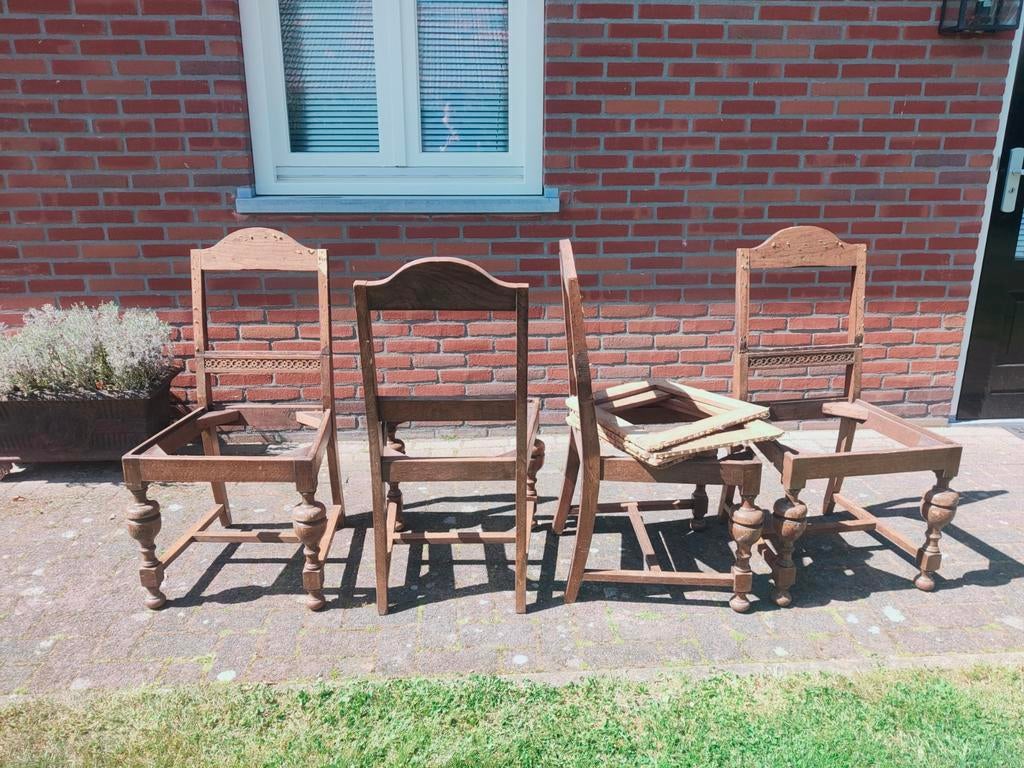 Antieke eiken houten stoelframes - opknapproject, Ophalen
