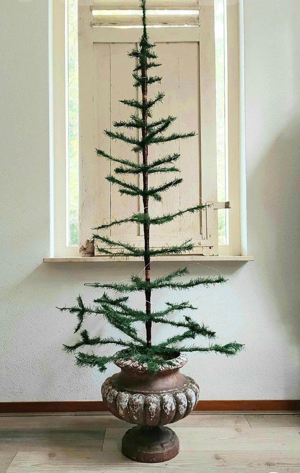 Oude antieke kunstof kerstboom vintage kerst feathertree., Ophalen