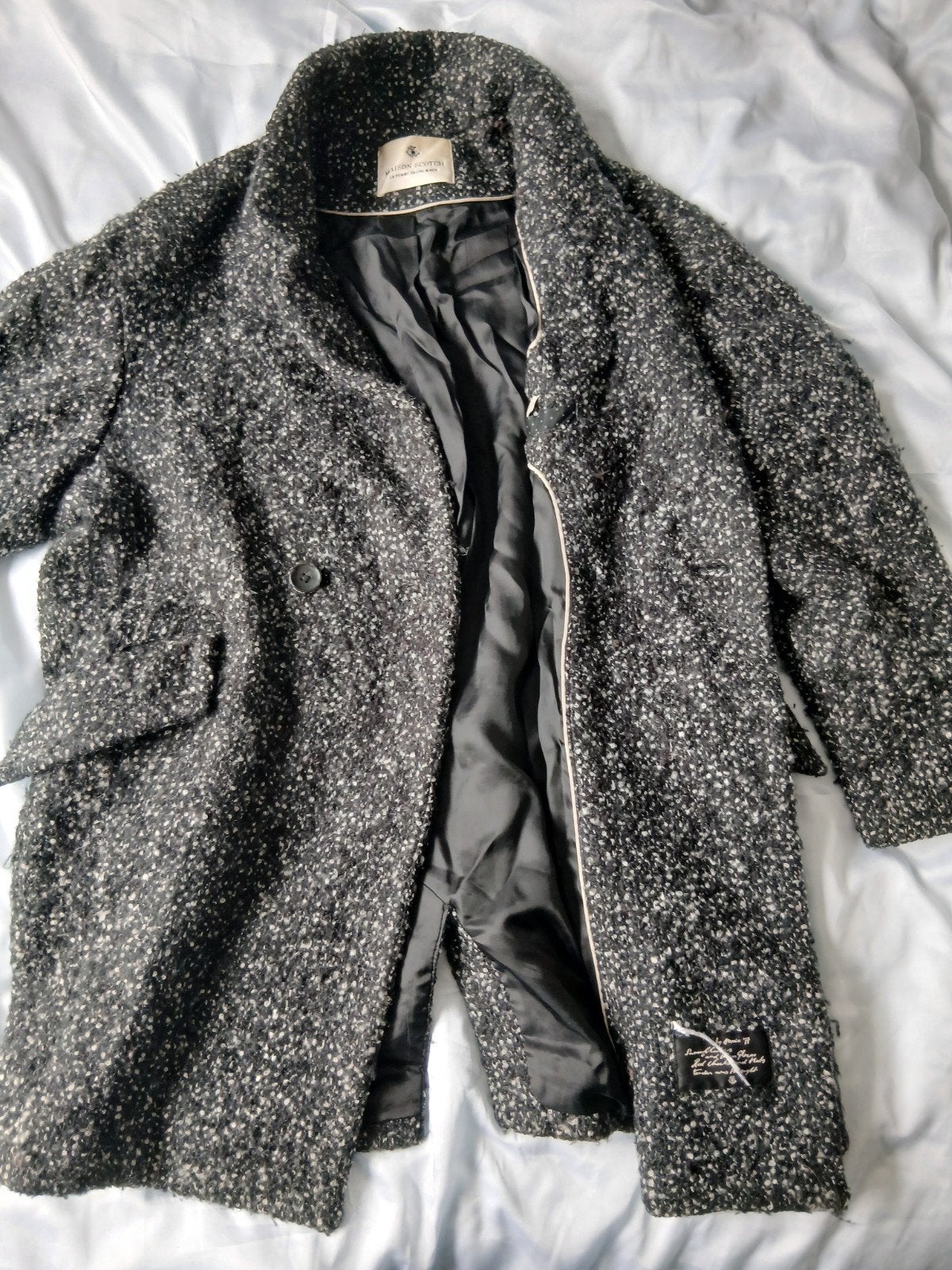 Maison Scotch Bouclé Jas - Zwart/Wit, Maat M, Maat 38/40 (M), Zwart, Zo goed als nieuw, Maison Scotch