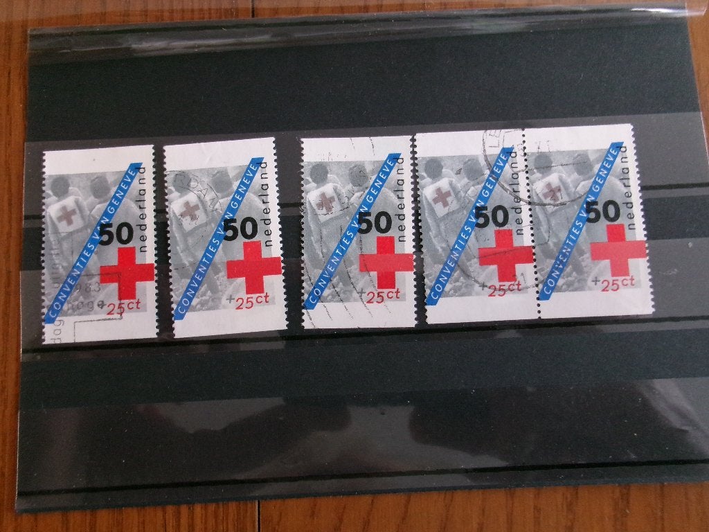1983 - 5 x rode kruis 50 + 25 twee zijden ongetand (11b), Postzegels en Munten, Ophalen of Verzenden, Gestempeld