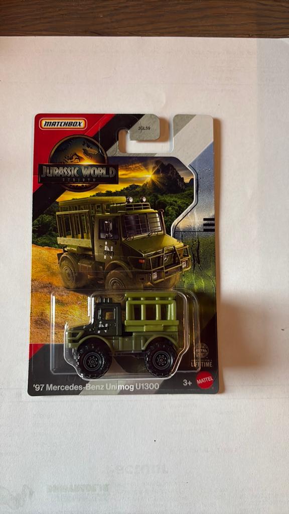 Matchbox '97 Mercedes-Benz Unimog U1300 Jurassic World, Nieuw, Ophalen of Verzenden, Mattel, Bus of Vrachtwagen