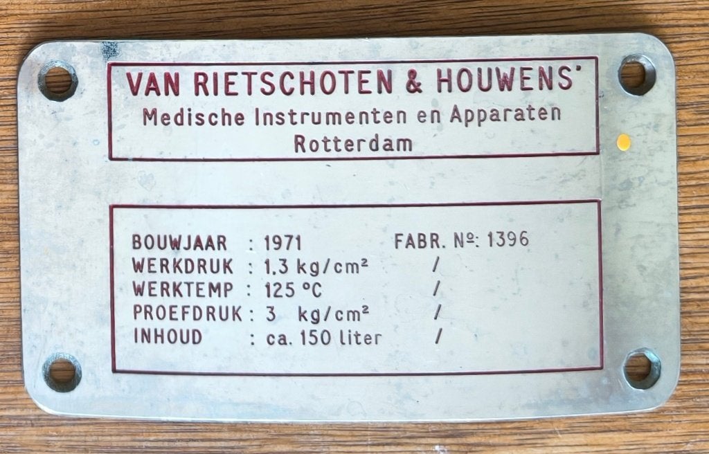 VAN RIETSCHOTEN & HOUWENS indentificatieplaatje, Antiek en Kunst, Curiosa en Brocante, Ophalen of Verzenden