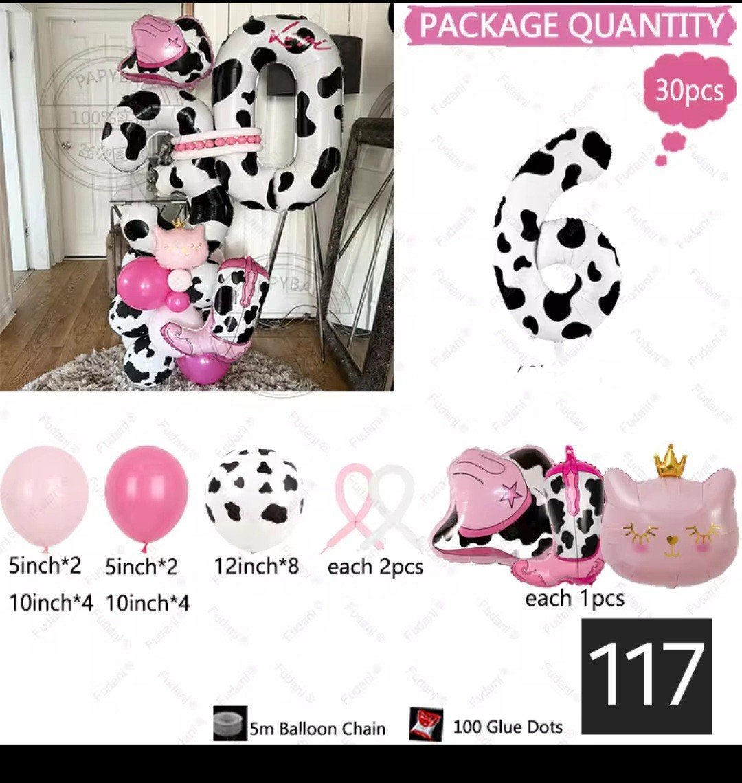 Nieuw Feestpakket: Koeienprint Ballonnen & Decoratie, Ophalen of Verzenden, Nieuw, Versiering, Verjaardag