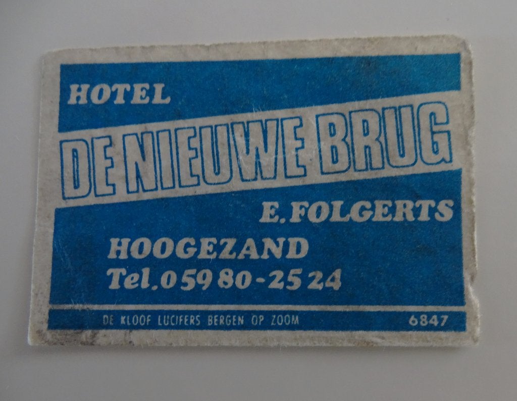 Hotel   DE NIEUWE BRUG    HOOGEZAND, Verzamelen, Verzenden, Gebruikt, Luciferdoosjes of -merken