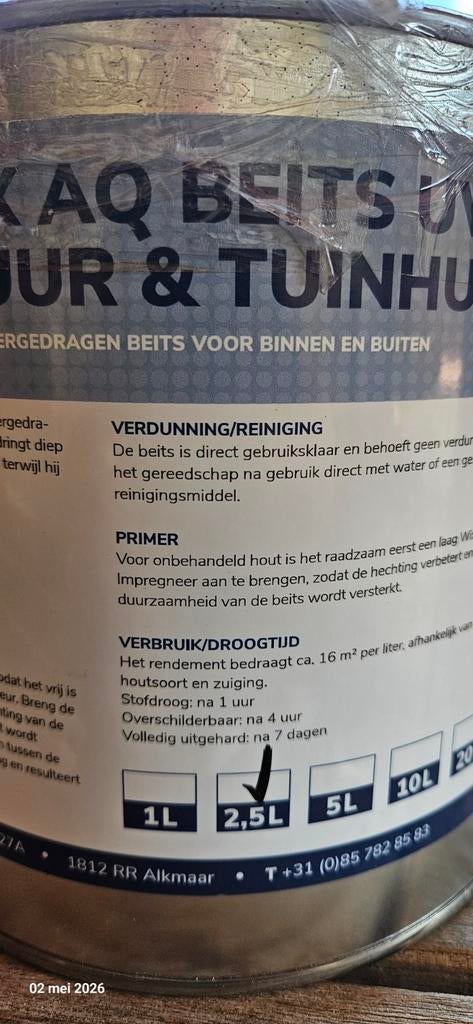 Wixx AQ Schuur & Tuinhuis Beits UV+ 2.5L RAL 1005, Ophalen of Verzenden