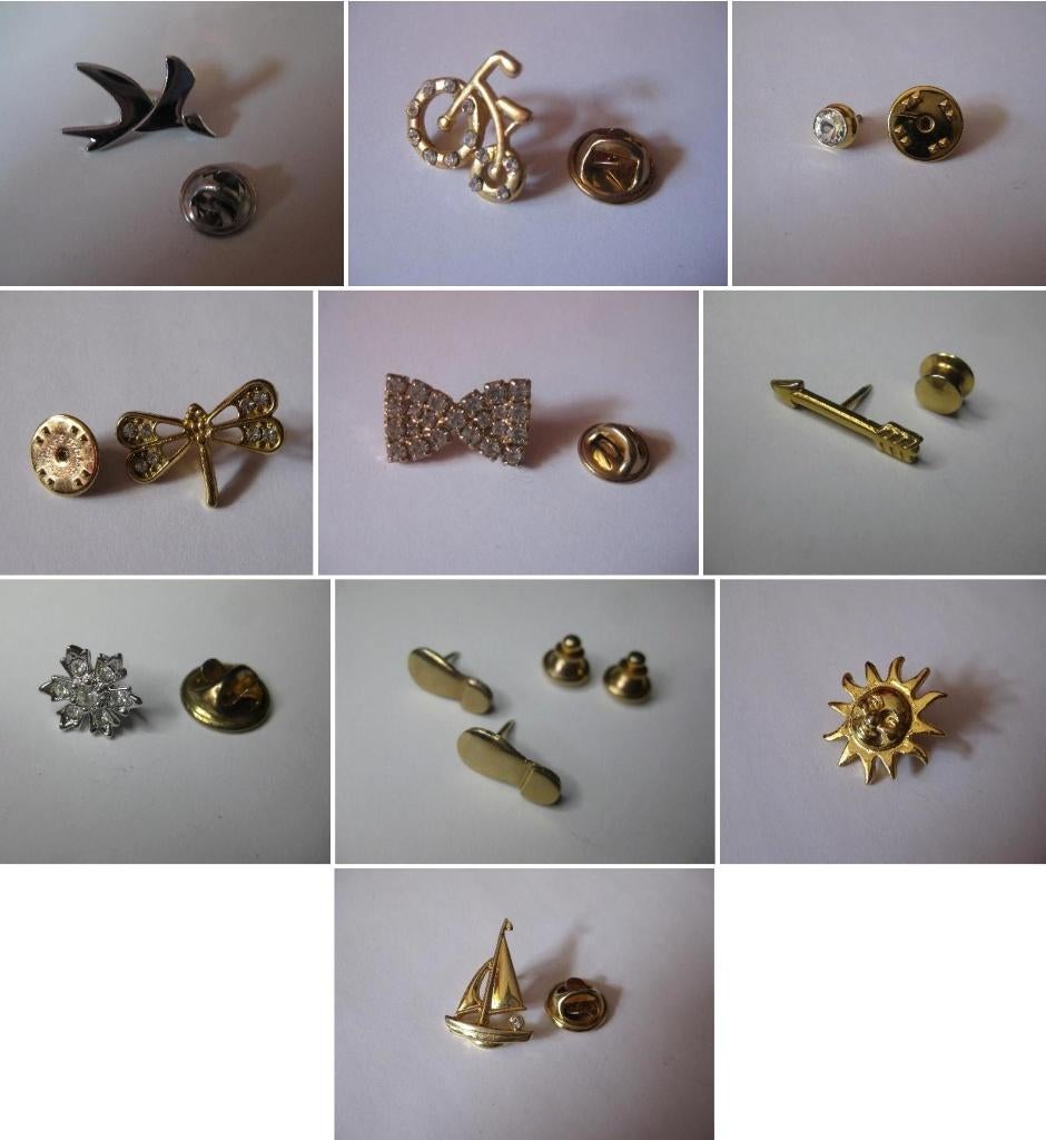 Vintage broches / pin fiets vogel sneeuwvlok zon zeilboot, Ophalen, Overige materialen, Minder dan 4 cm, Zo goed als nieuw