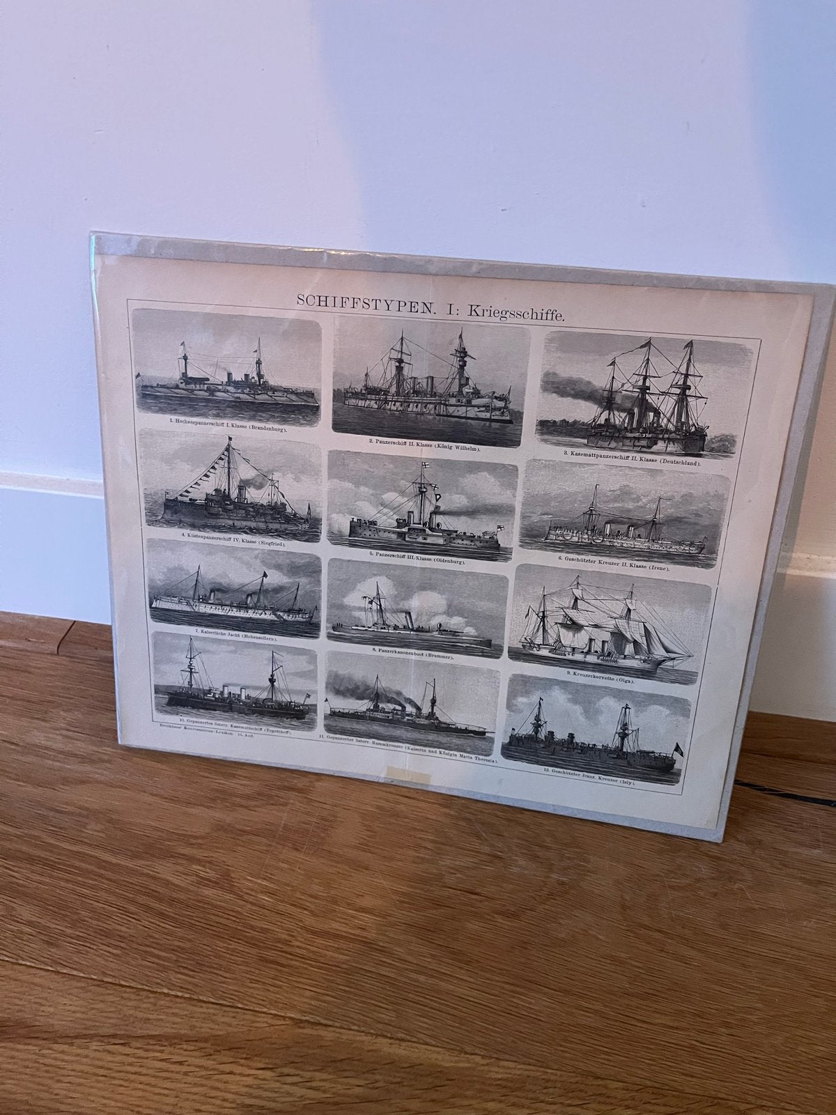 Antieke prent oorlogsschepen, Maritiem / water, Ophalen of Verzenden, Klassiek, Papier