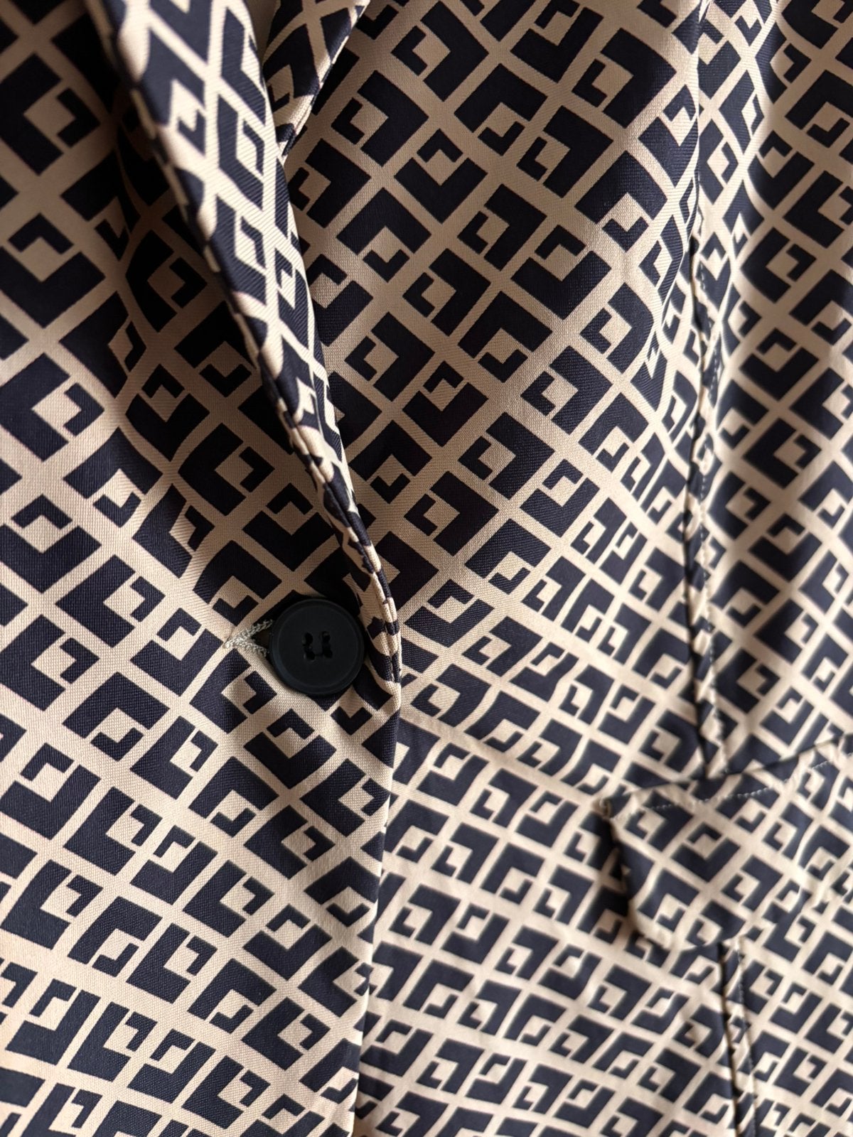 Travelstof colbert, zwart/beige, maat 48, Ophalen of Verzenden, Zo goed als nieuw, Maat 46/48 (XL) of groter, Zwart