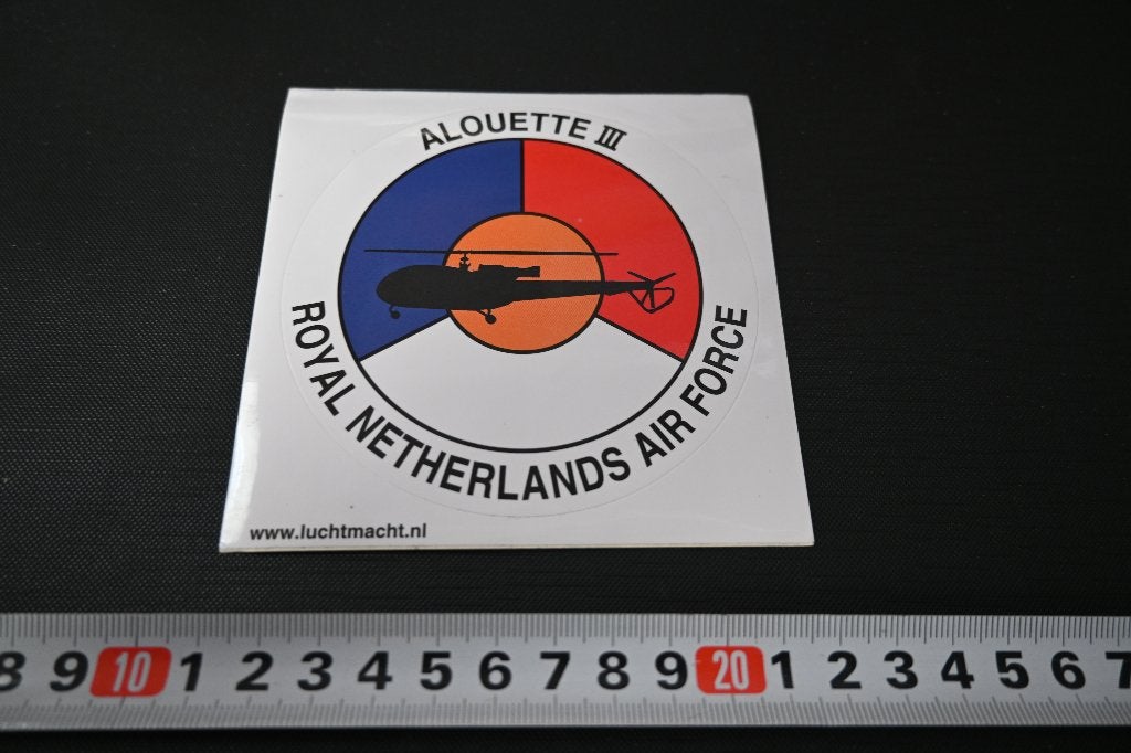 sticker Leger Luchtmacht ALOUETTE III Royel Netherlands Air, Ophalen of Verzenden, Zo goed als nieuw