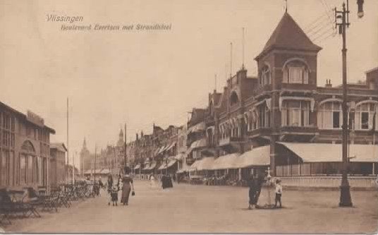 Vlissingen Boulevard Evertsen met Strandhotel, Verzenden, Voor 1920, Gelopen, Zeeland