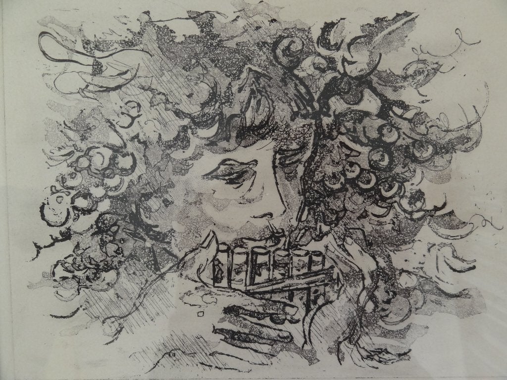 ets panfluit speler muziek Kees Buijs, druk nr. 4-10, 1979, Antiek en Kunst, Portret, Gesigneerd, 1950 - 1999, Verzenden