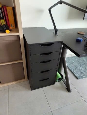 IKEA Alex ladeblokken met bureaublad, Ophalen, 5 laden of meer, 50 tot 100 cm, Zo goed als nieuw