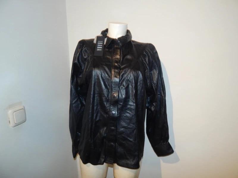 Ibana nieuwe leren blouse zwart opstaand kraagje Nieuw 40, Maat 38/40 (M), Verzenden, Zwart, Nieuw