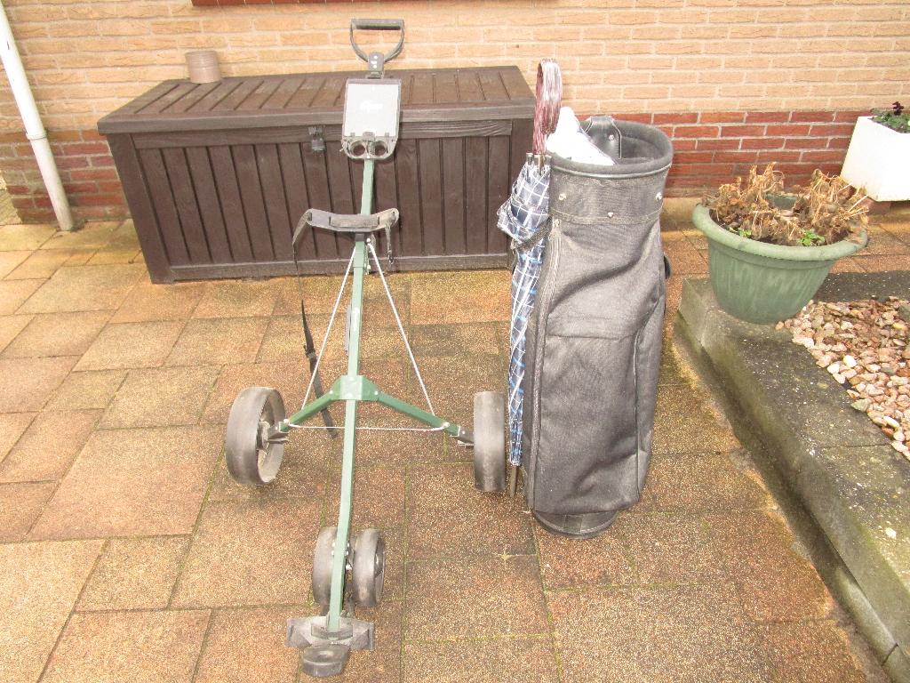 golftas en golfbuddy, Ophalen, Zo goed als nieuw, Golfkar, Overige merken