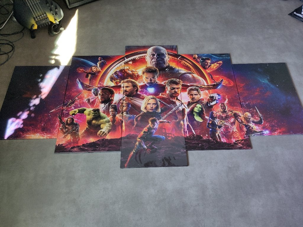 Marvel canvas, set van 5., Huis en Inrichting, Woonaccessoires | Wanddecoraties, Ophalen, 240 cm, Hout, Meerkleurig