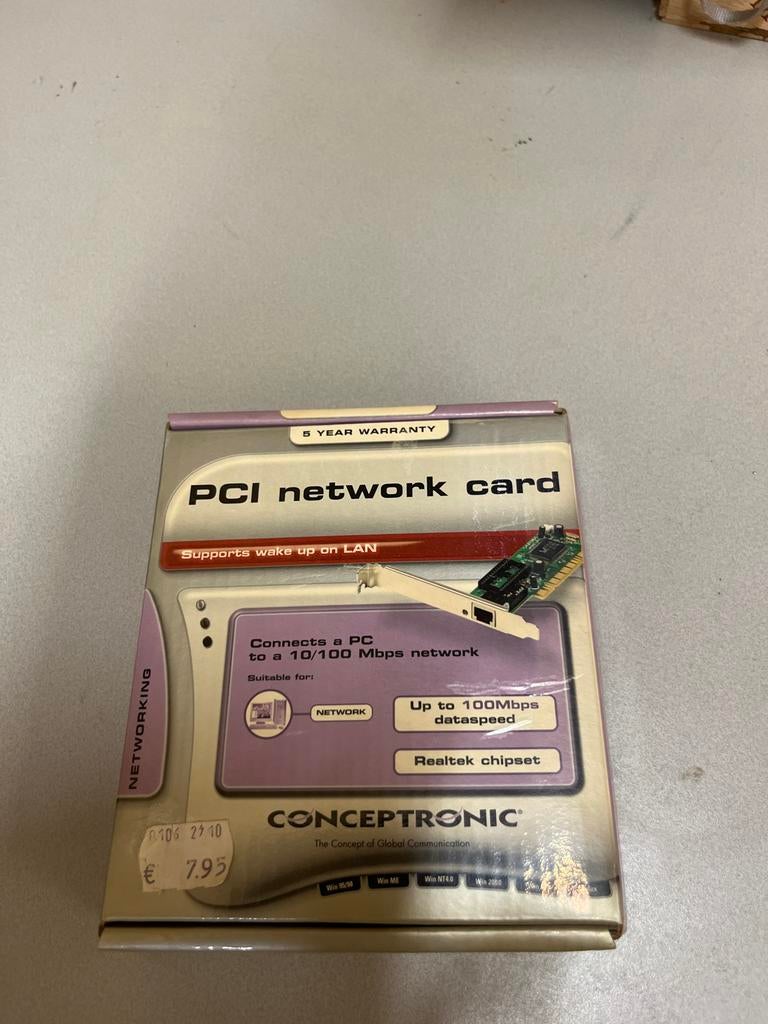 Conceptronic PCI Netwerkkaart 10/100 Mbps - Nieuw, Ophalen of Verzenden, Zo goed als nieuw