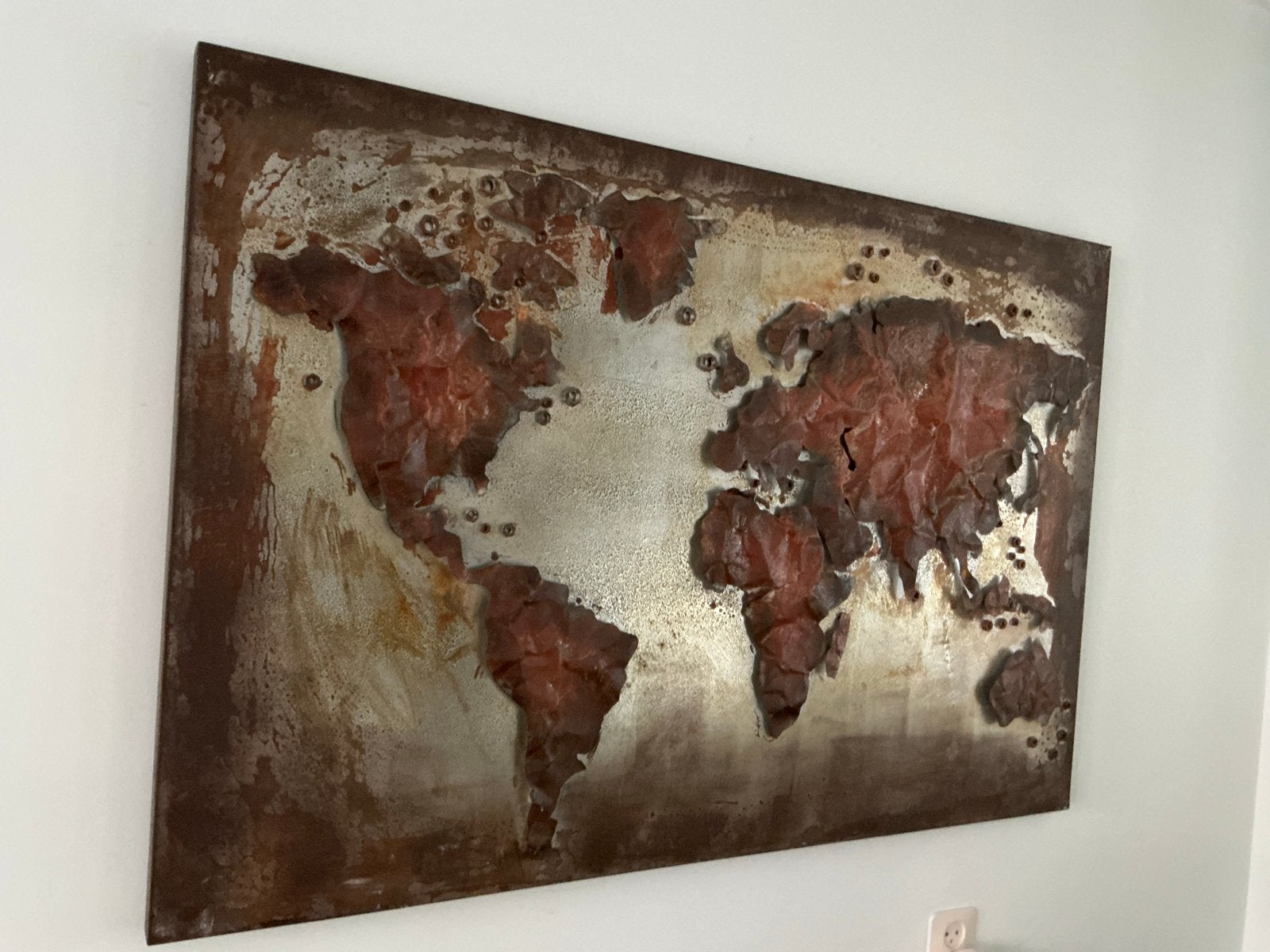 Metalen Wereldkaart Wanddecoratie - Industrieel Design, Ophalen, Metaal, Gebruikt, Industrieel