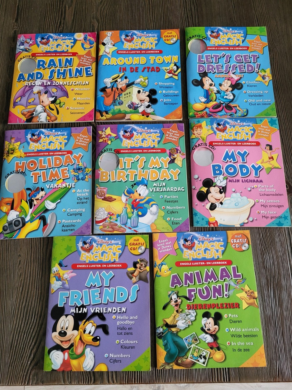 Engels leren met Disney - 8 boeken met 7 x luister cd, Boeken, Ophalen of Verzenden, Zo goed als nieuw
