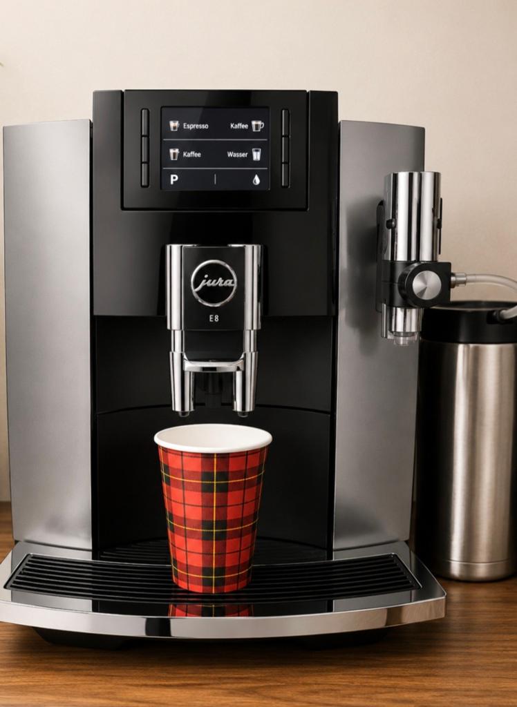 Gereviseerde Jura E8 Dark Inox - 6 maanden garantie!, Witgoed en Apparatuur, Koffiezetapparaten, Refurbished, Koffiebonen, Koffiemachine