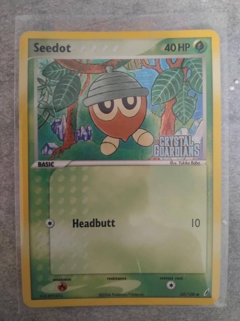 Seedot Pokémon Kaart stamped 60/100 Crystal Guardians, Ophalen of Verzenden, Gebruikt, Losse kaart