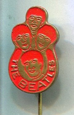 The Beatles rood op koper popgroep speldje ( R_036), Verzenden, Nieuw, Figuurtje, Speldje of Pin