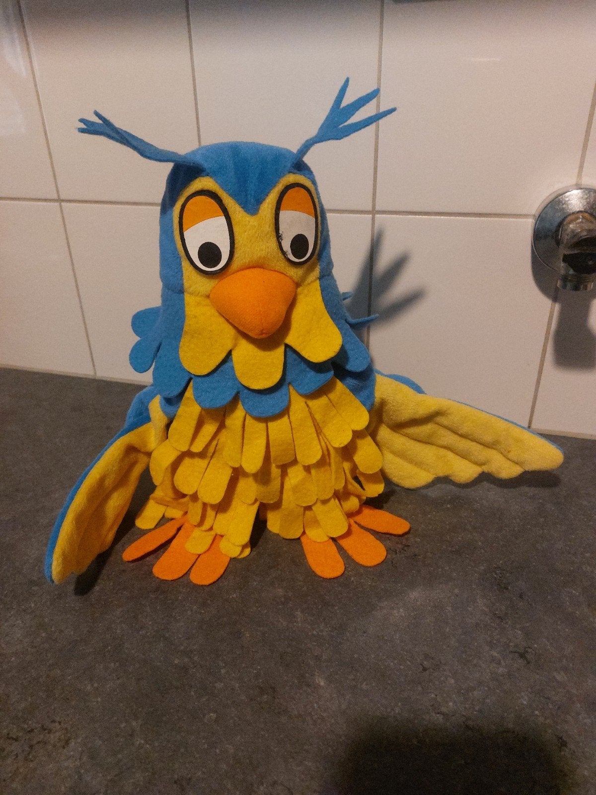 Meneer de Uil Fabeltjeskrant Handpop - Vintage Speelgoed, Gebruikt, Overige merken, Overige karakters, Overige typen
