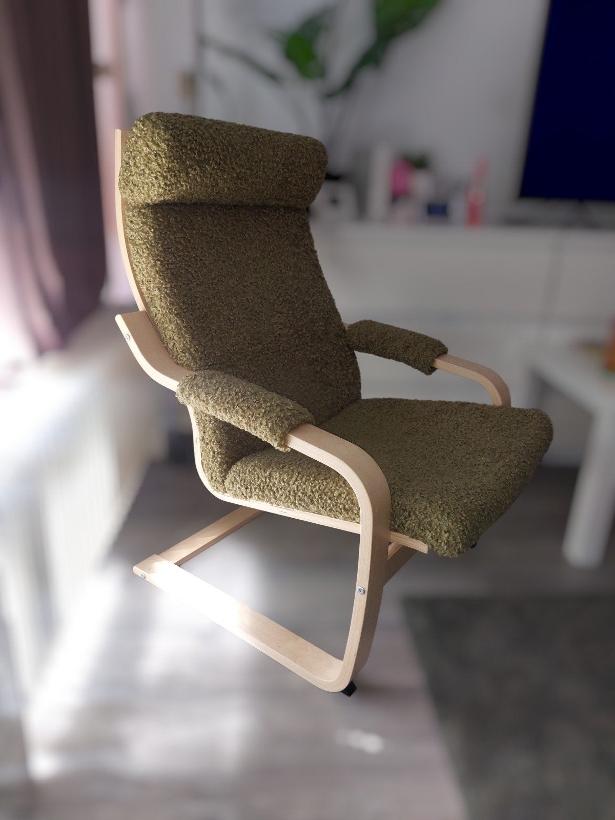 Unieke IKEA Poäng stoel, opnieuw gestoffeerd, Huis en Inrichting, Stoelen, Ophalen, Overige kleuren, Modern, Uniek, Zo goed als nieuw