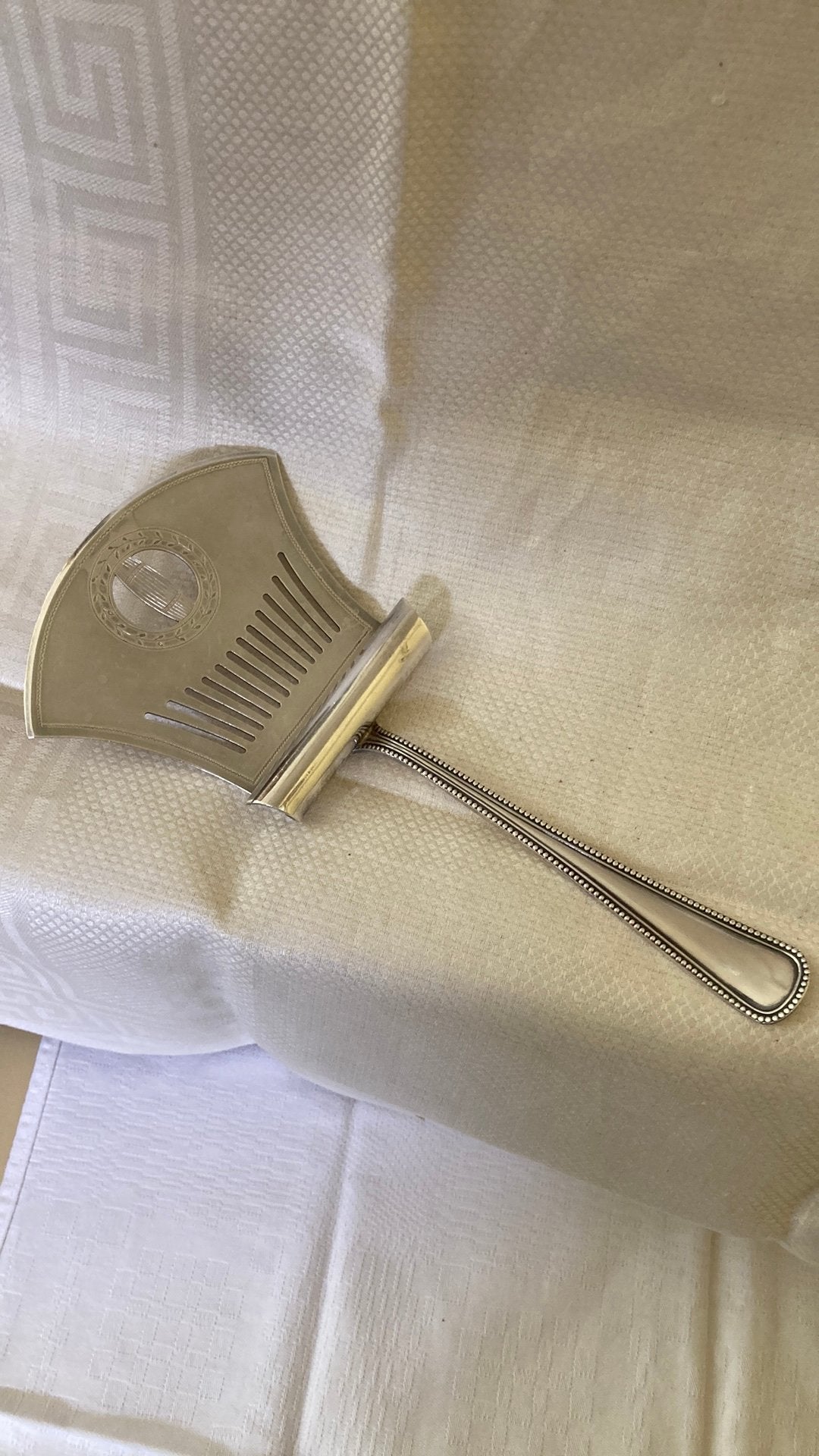 Aspergelepel Gero verzilverd, parelrand, Ophalen of Verzenden