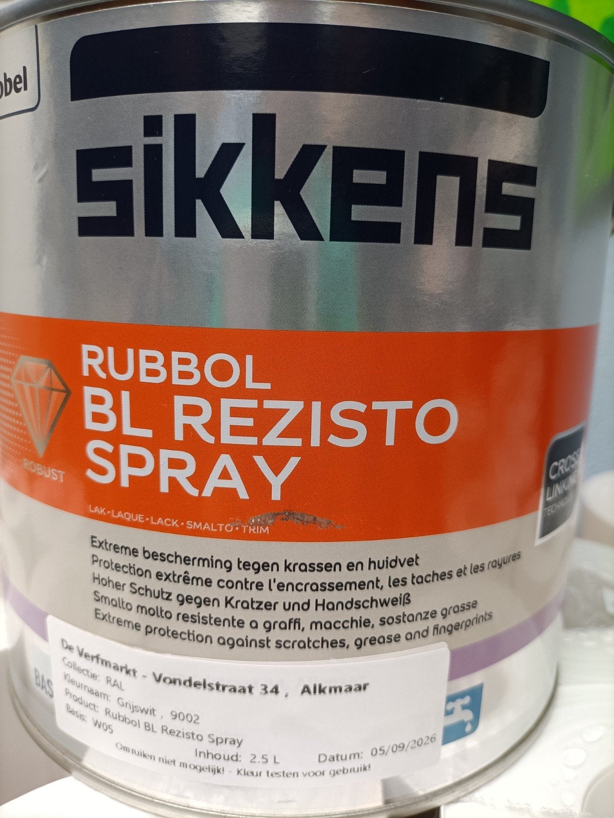 Sikkens Rubbol BL Rezisto Spray - Ral 9002 - Grijswit 2.5L, Nieuw, Ophalen of Verzenden, Lak, Grijs