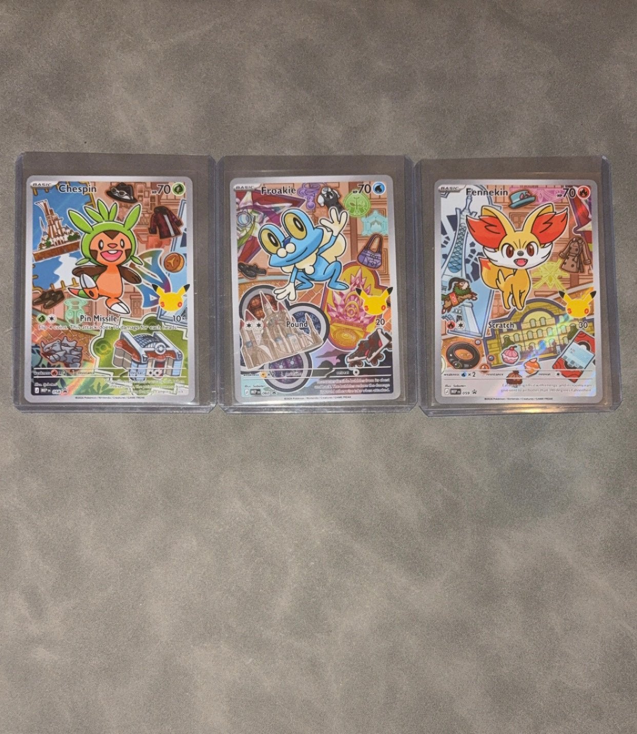 Chespin Froakie Fennekin FP gen 6 058 060 059 pokemon kaart, Ophalen of Verzenden, Zo goed als nieuw